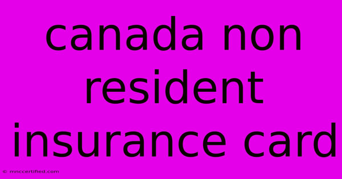 Canada Non Resident Insurance Card