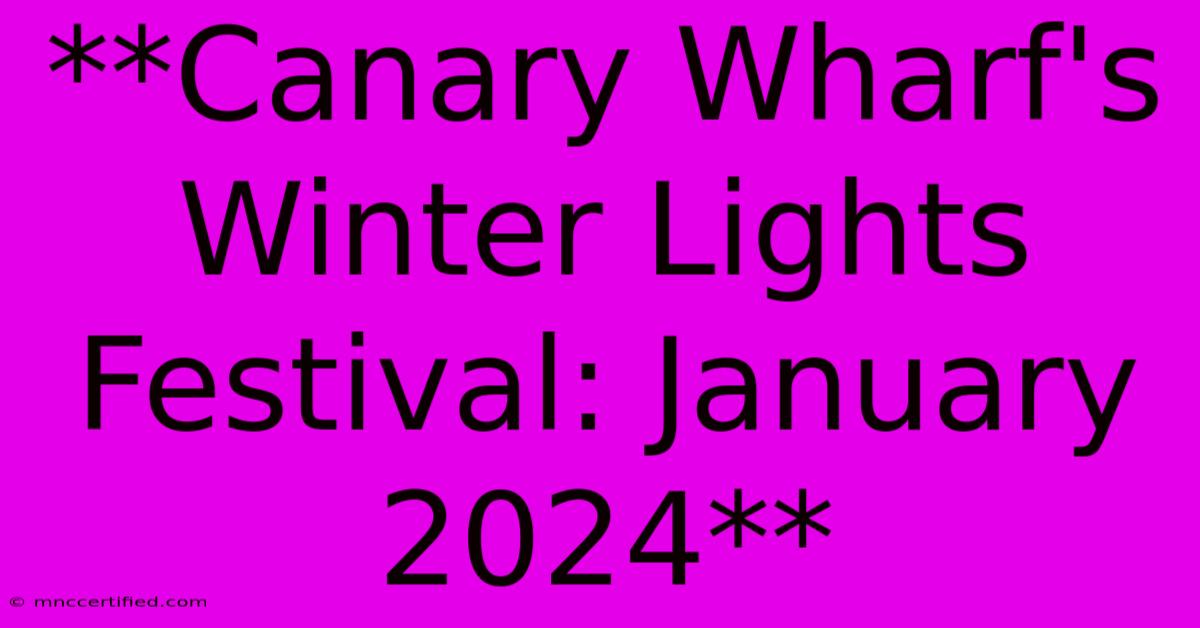 **Canary Wharf's Winter Lights Festival: January 2024**