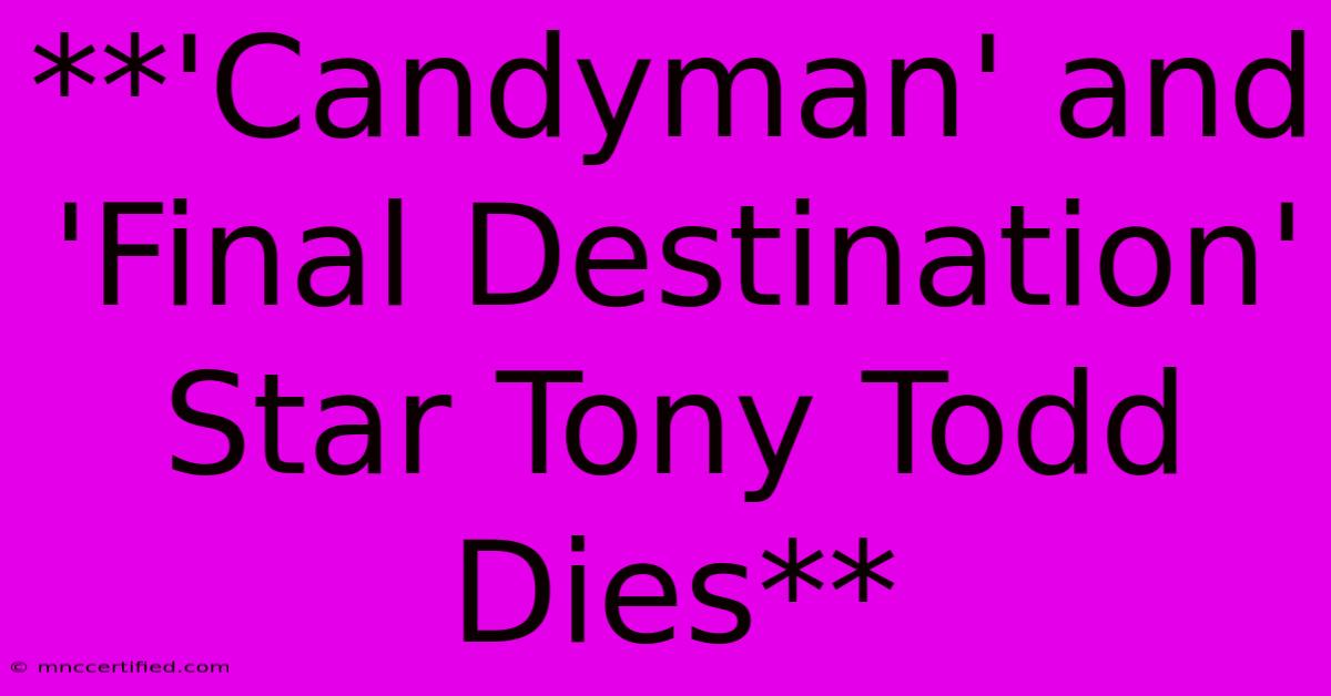 **'Candyman' And 'Final Destination' Star Tony Todd Dies**