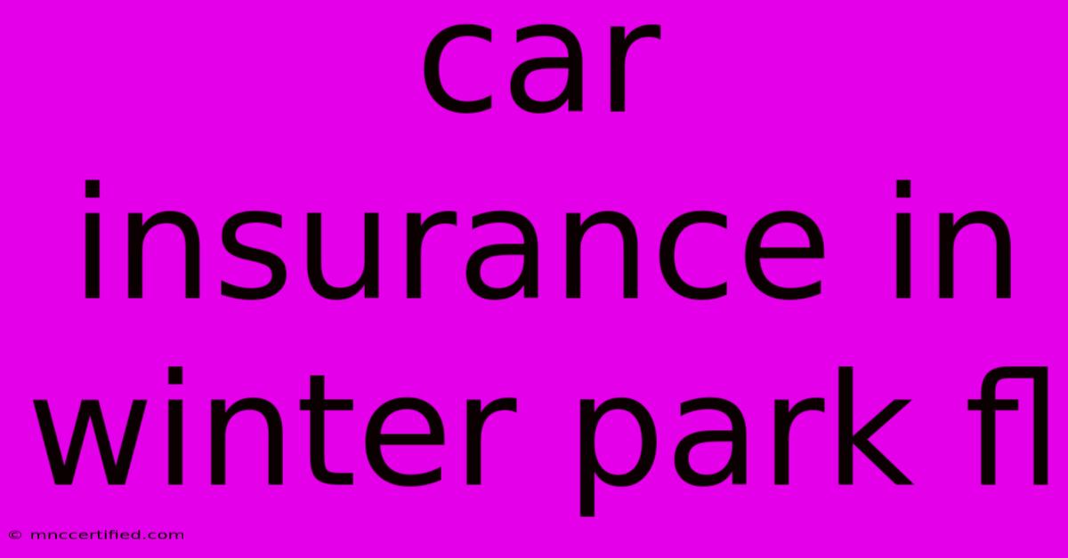 Car Insurance In Winter Park Fl