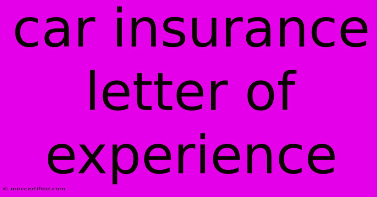 Car Insurance Letter Of Experience