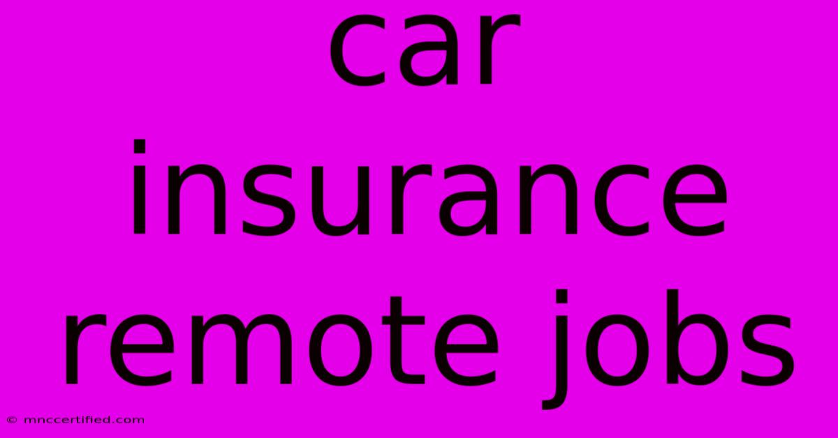 Car Insurance Remote Jobs