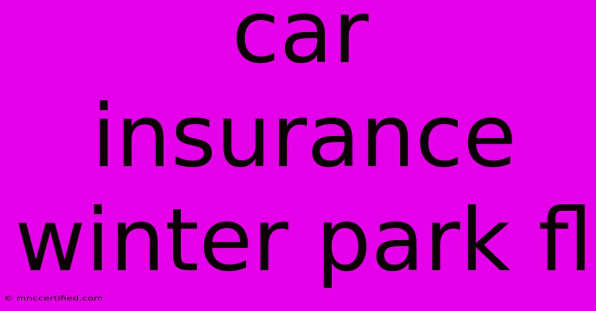 Car Insurance Winter Park Fl