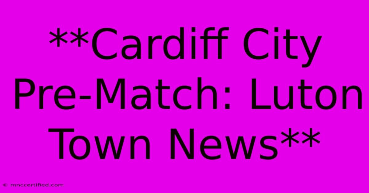 **Cardiff City Pre-Match: Luton Town News** 