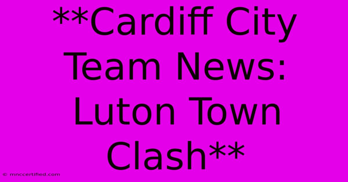 **Cardiff City Team News: Luton Town Clash**