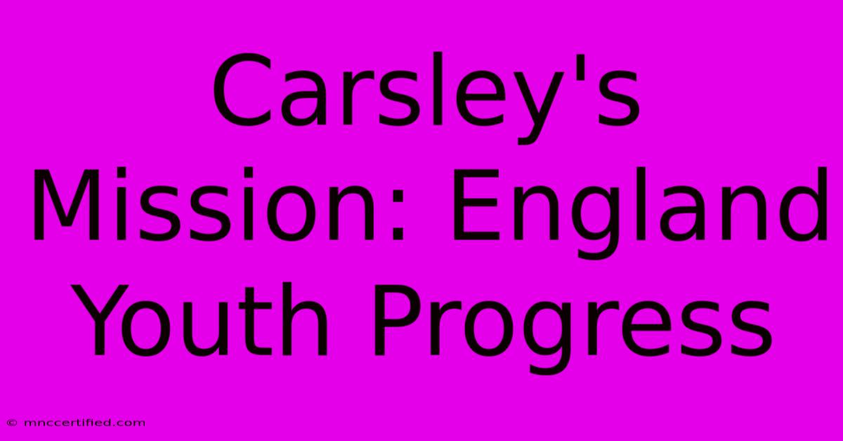 Carsley's Mission: England Youth Progress