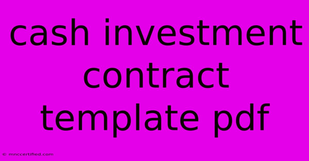 Cash Investment Contract Template Pdf