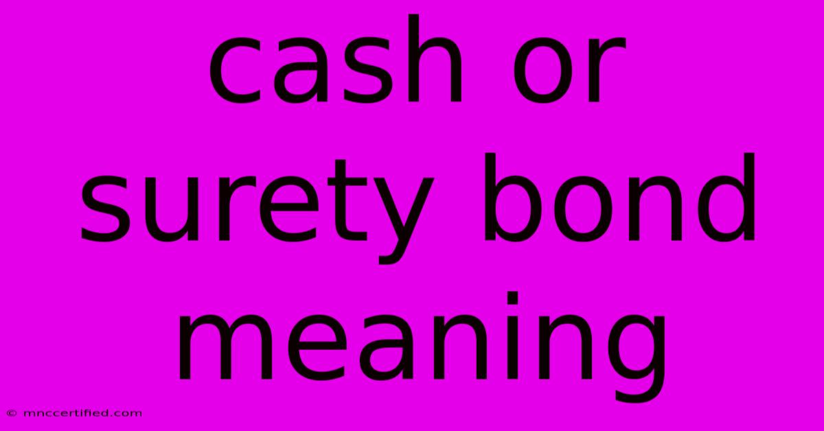 Cash Or Surety Bond Meaning