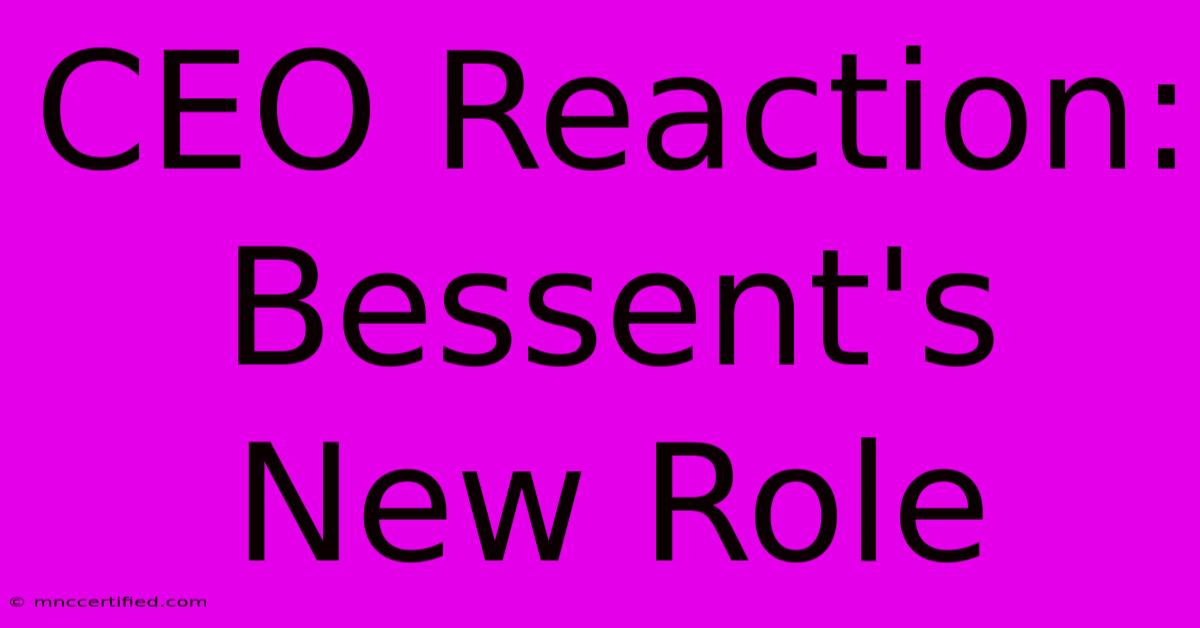 CEO Reaction: Bessent's New Role