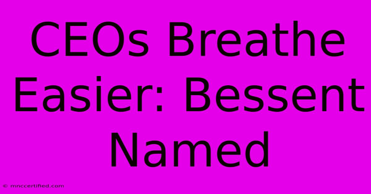 CEOs Breathe Easier: Bessent Named