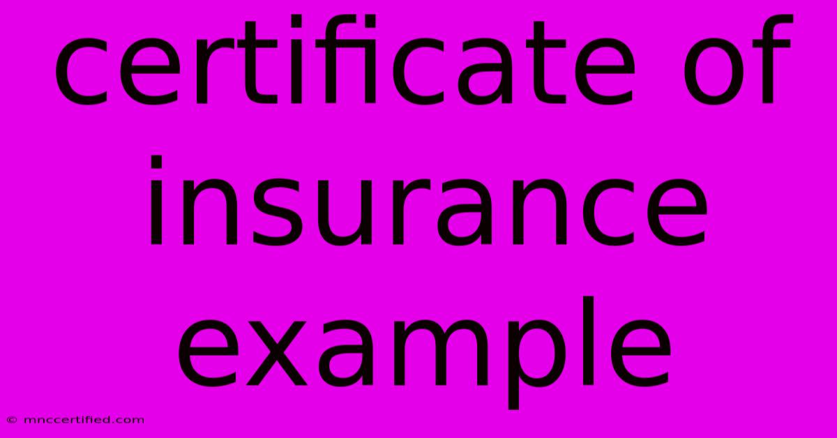 Certificate Of Insurance Example