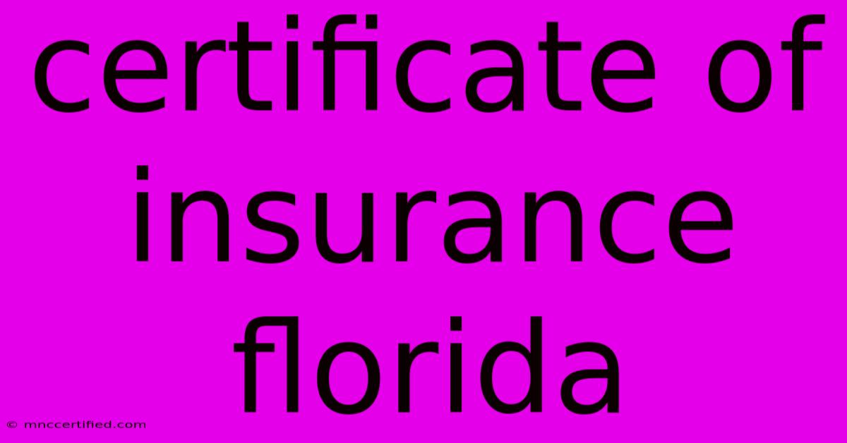 Certificate Of Insurance Florida