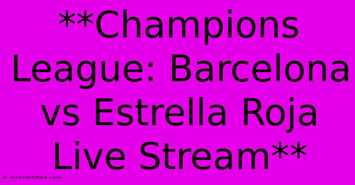 **Champions League: Barcelona Vs Estrella Roja Live Stream**