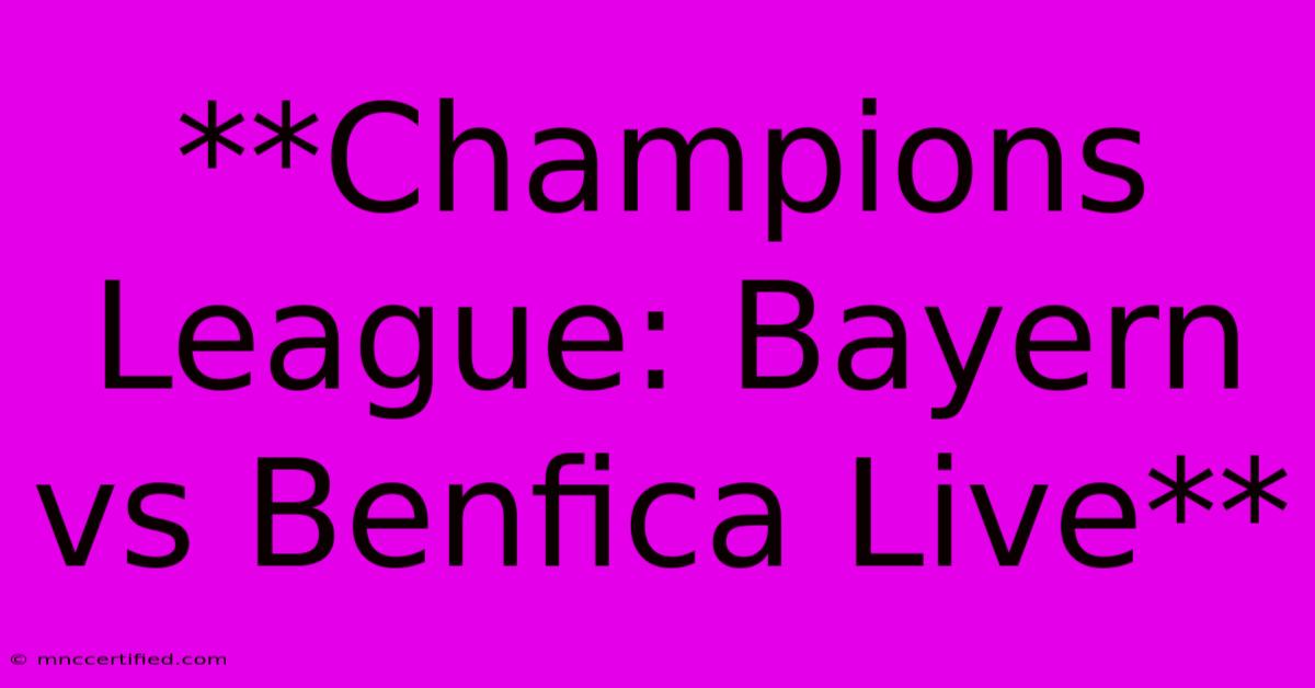 **Champions League: Bayern Vs Benfica Live**