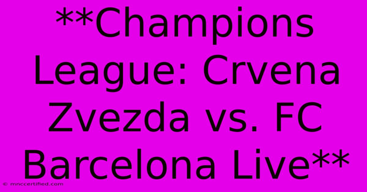 **Champions League: Crvena Zvezda Vs. FC Barcelona Live**