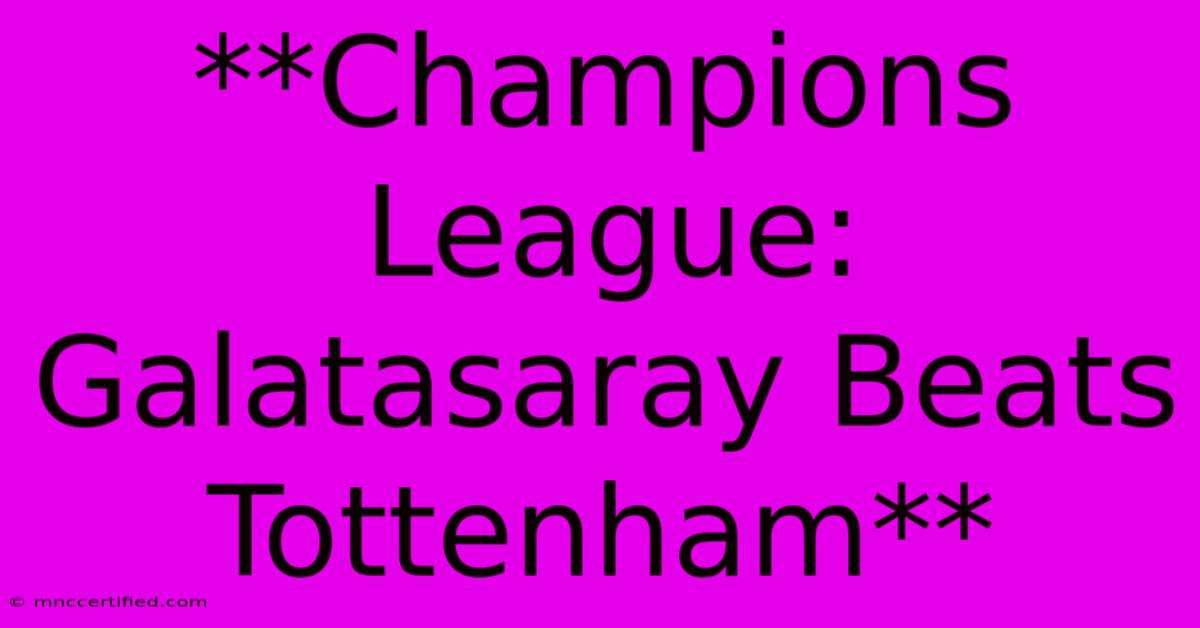 **Champions League: Galatasaray Beats Tottenham**