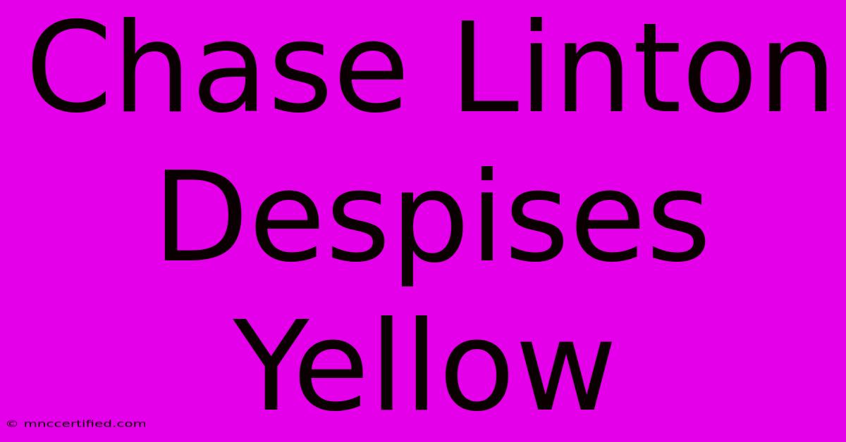 Chase Linton Despises Yellow