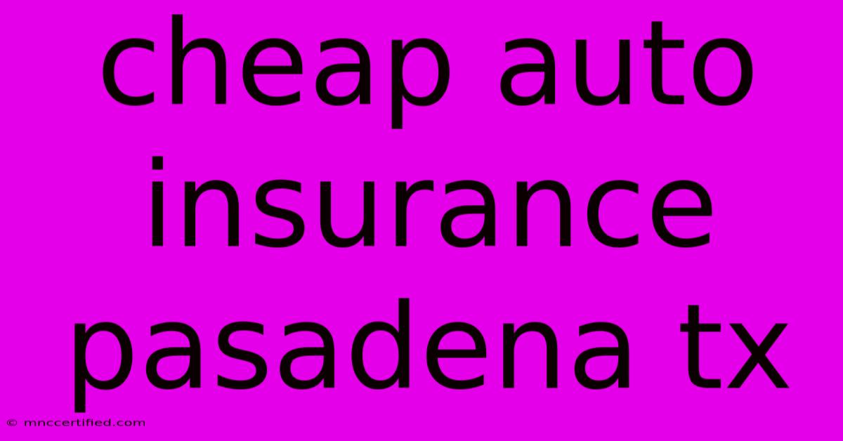 Cheap Auto Insurance Pasadena Tx