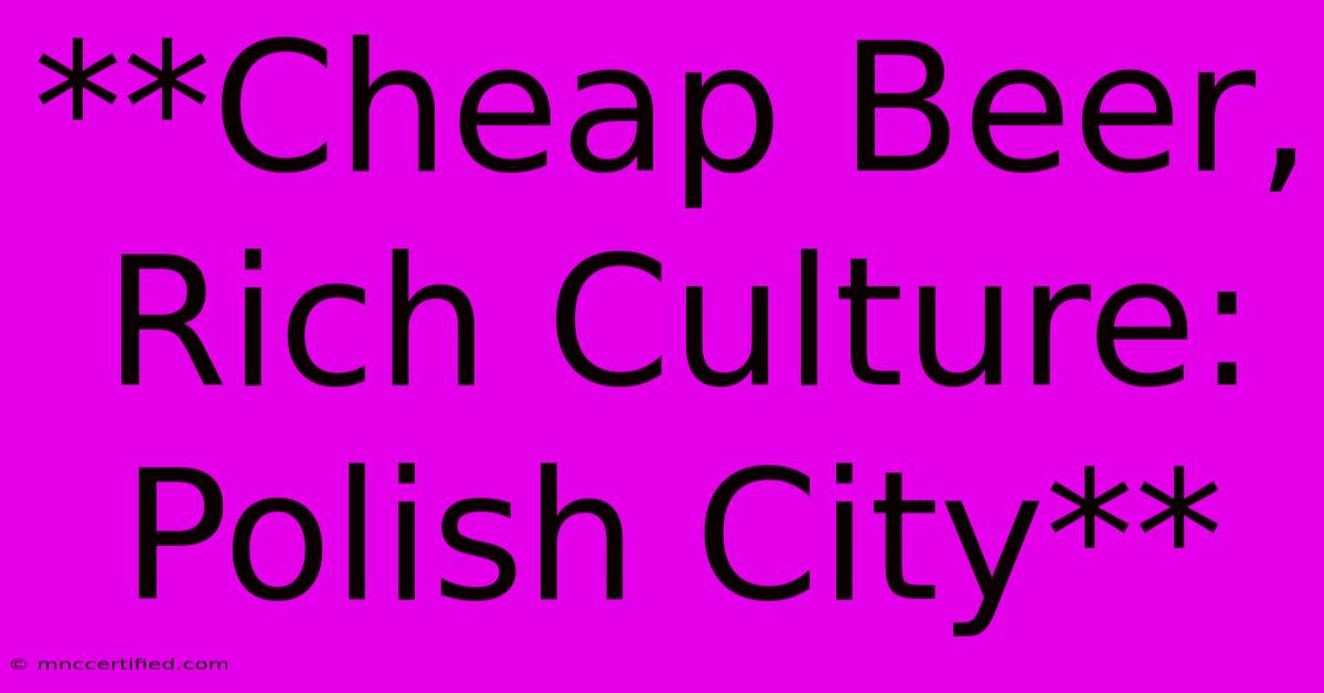 **Cheap Beer, Rich Culture: Polish City**