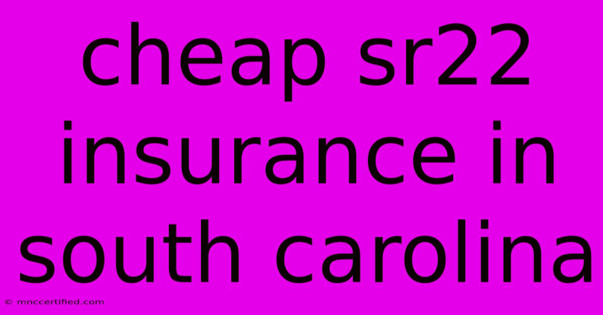 Cheap Sr22 Insurance In South Carolina