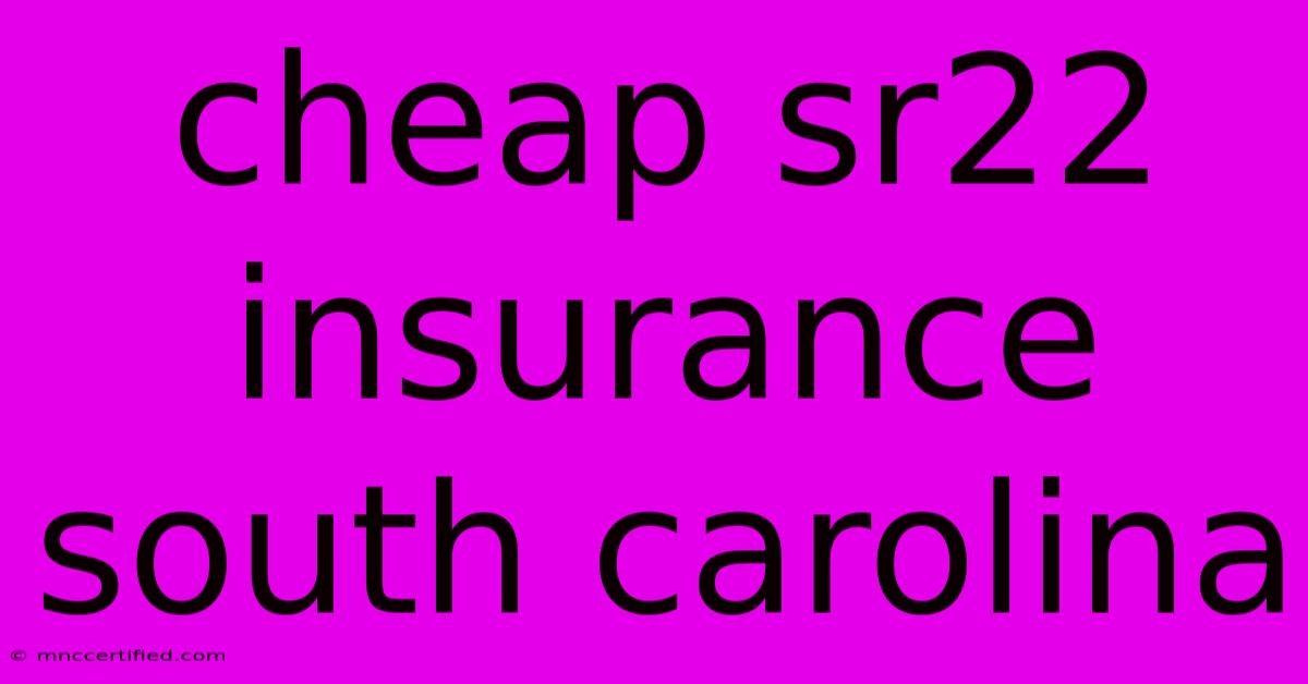 Cheap Sr22 Insurance South Carolina