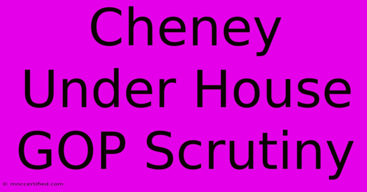 Cheney Under House GOP Scrutiny