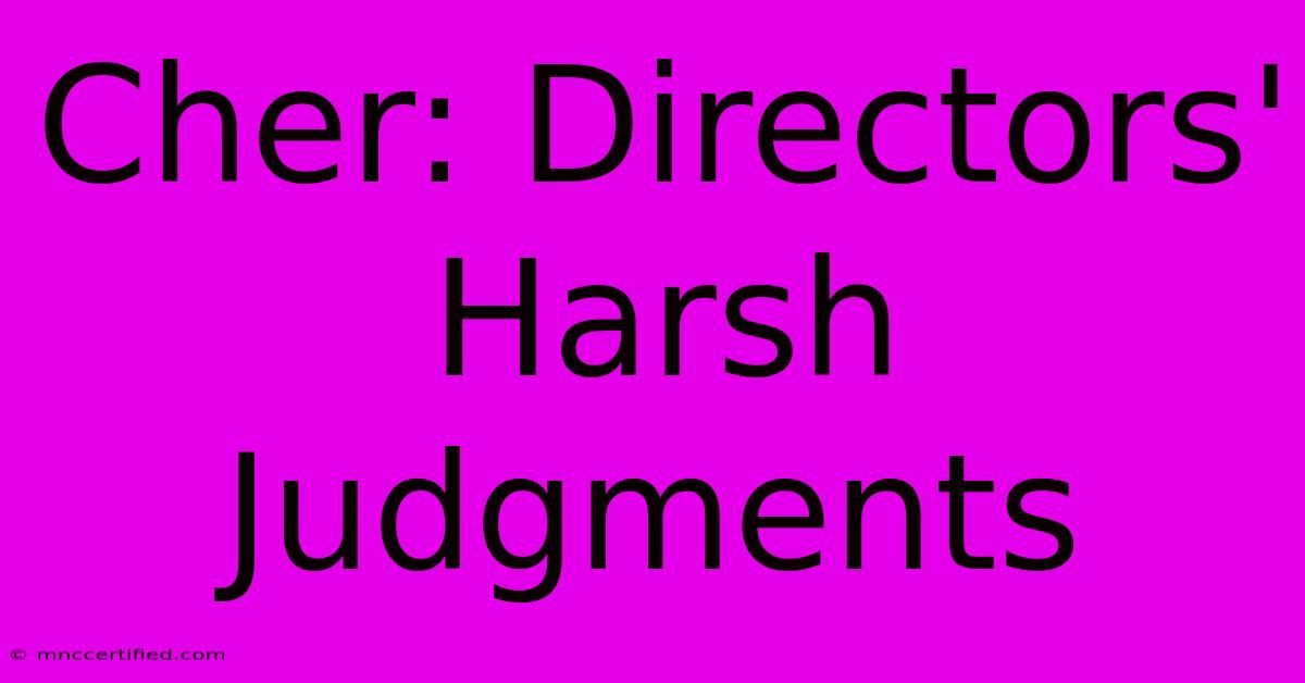 Cher: Directors' Harsh Judgments