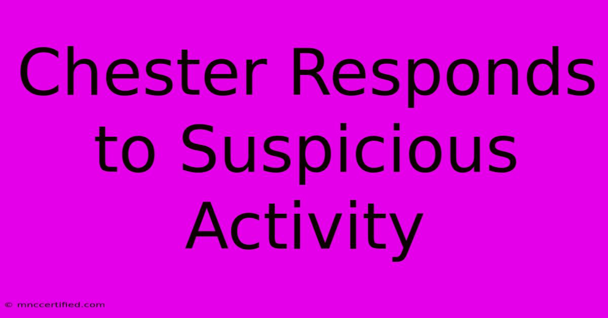 Chester Responds To Suspicious Activity