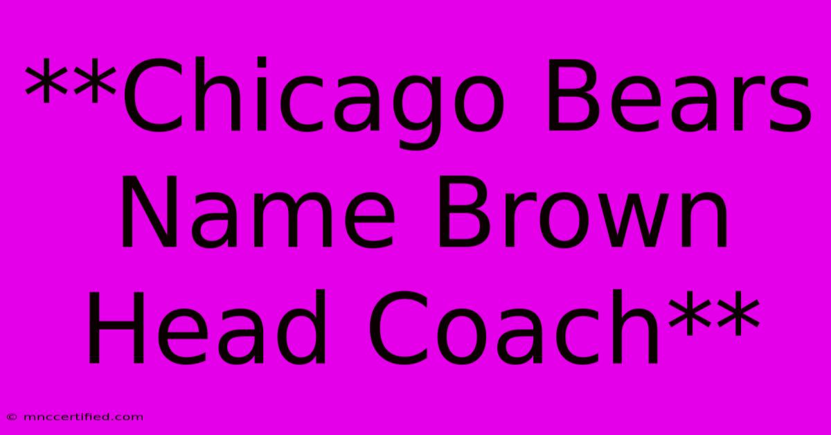 **Chicago Bears Name Brown Head Coach**