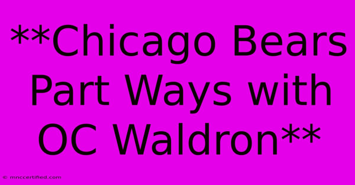 **Chicago Bears Part Ways With OC Waldron**