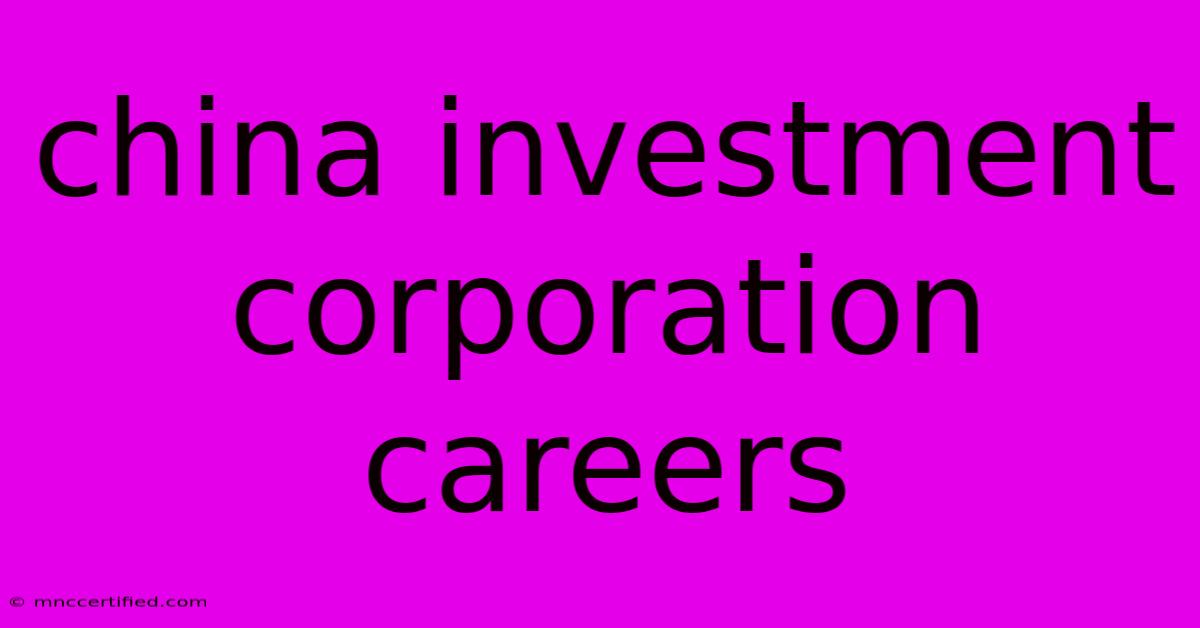 China Investment Corporation Careers