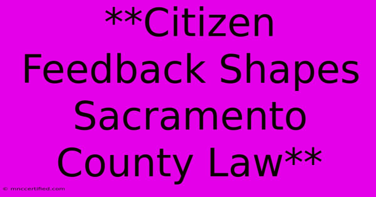 **Citizen Feedback Shapes Sacramento County Law**