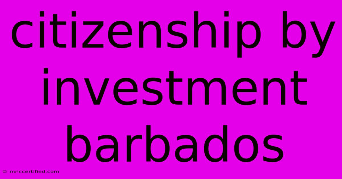 Citizenship By Investment Barbados