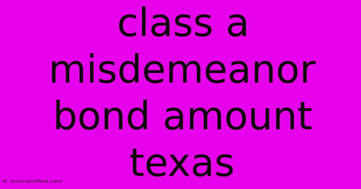 Class A Misdemeanor Bond Amount Texas