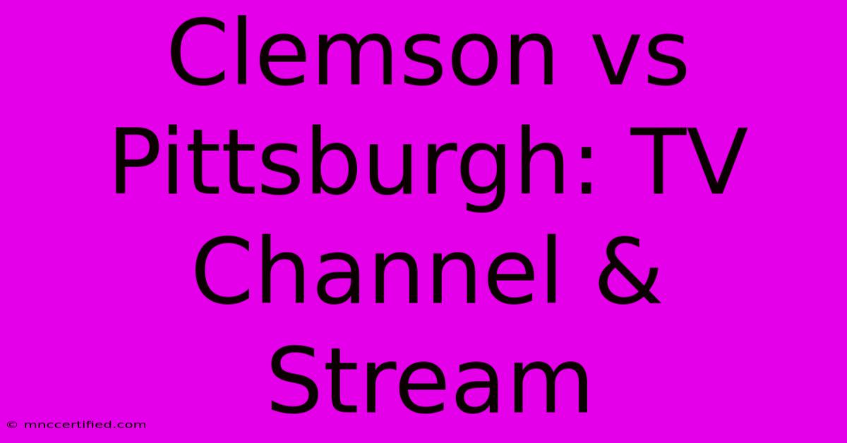 Clemson Vs Pittsburgh: TV Channel & Stream