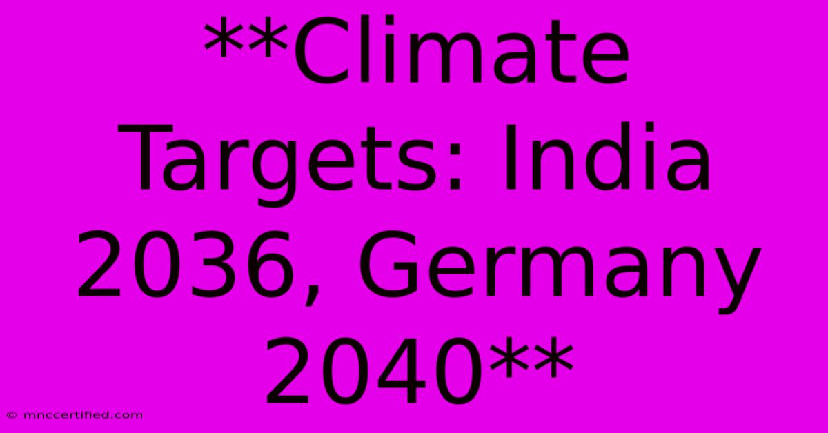 **Climate Targets: India 2036, Germany 2040**