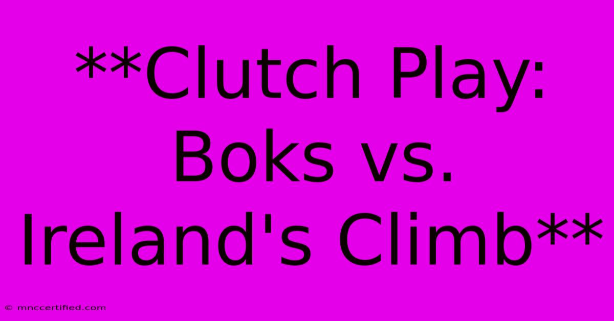 **Clutch Play: Boks Vs. Ireland's Climb**