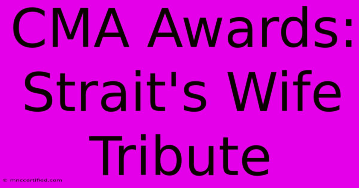 CMA Awards: Strait's Wife Tribute