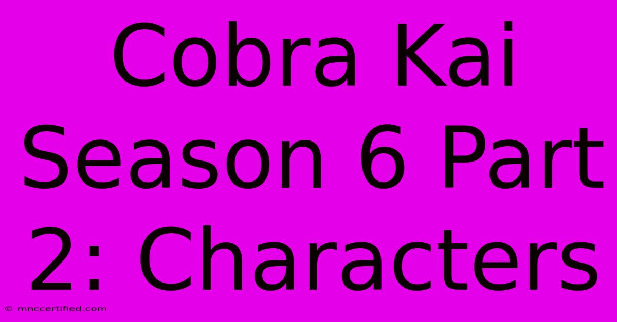 Cobra Kai Season 6 Part 2: Characters