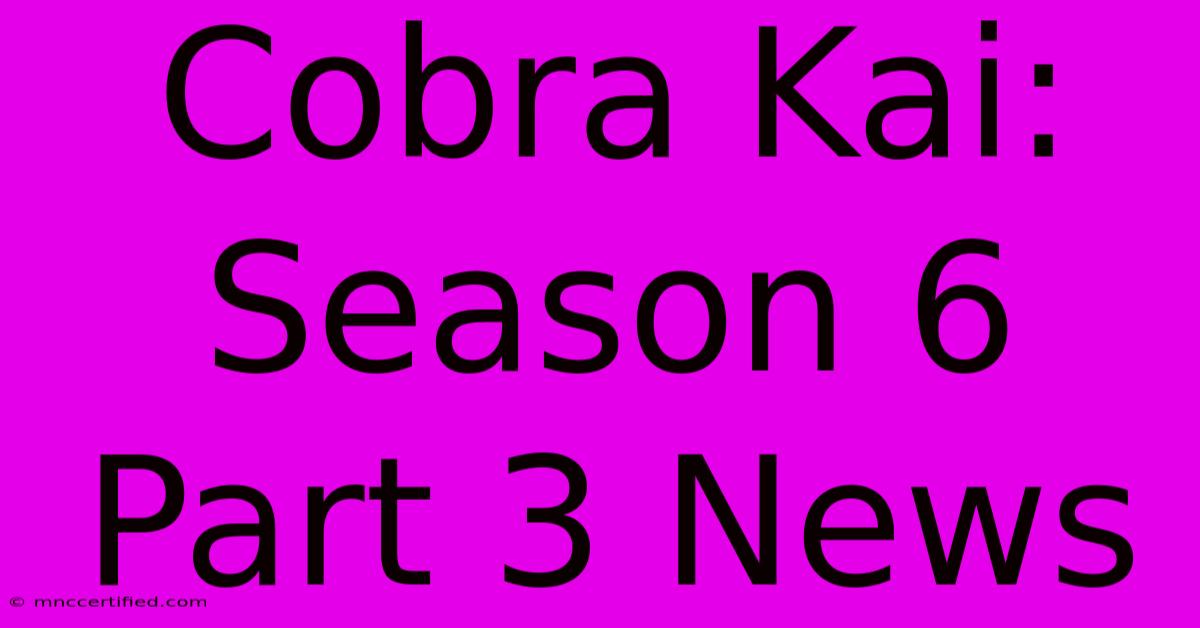 Cobra Kai: Season 6 Part 3 News