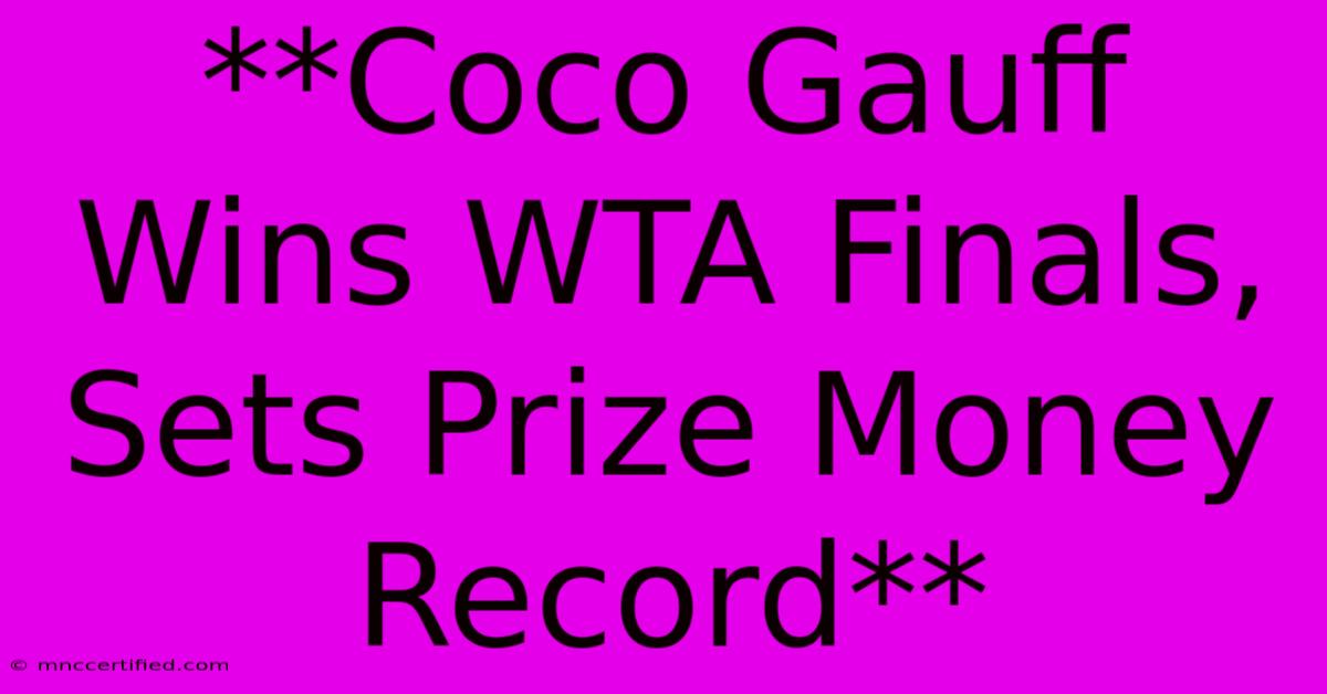 **Coco Gauff Wins WTA Finals, Sets Prize Money Record**