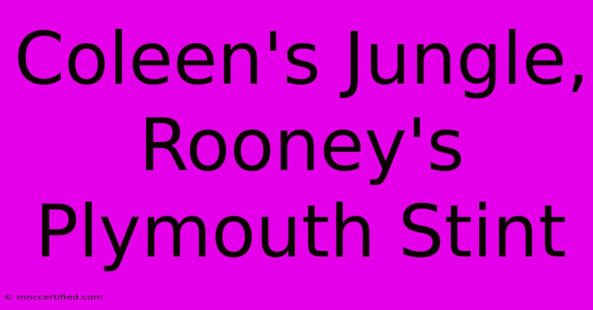 Coleen's Jungle, Rooney's Plymouth Stint