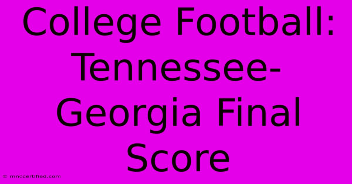 College Football: Tennessee-Georgia Final Score