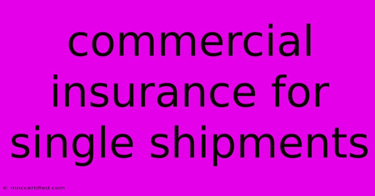 Commercial Insurance For Single Shipments