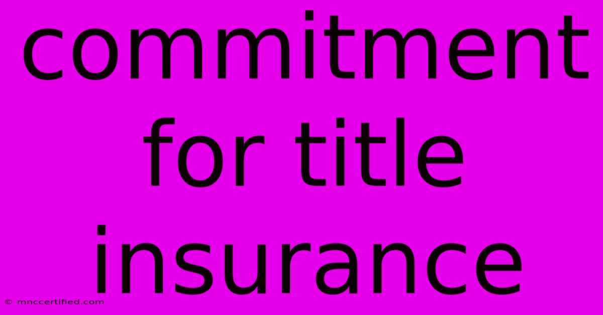 Commitment For Title Insurance