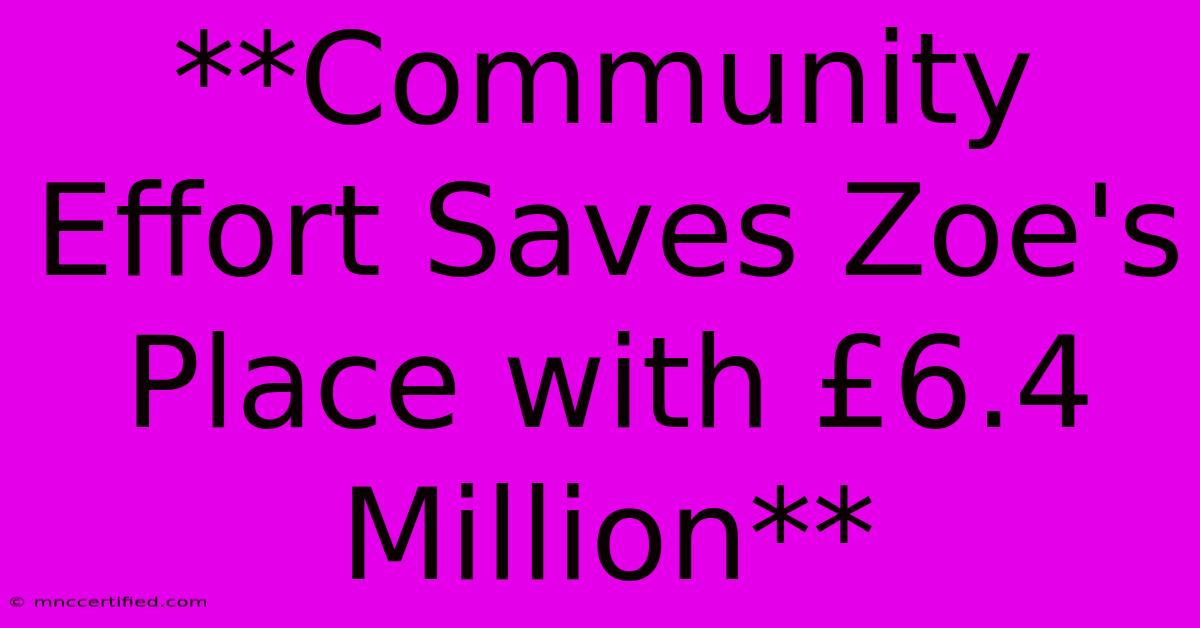 **Community Effort Saves Zoe's Place With £6.4 Million** 