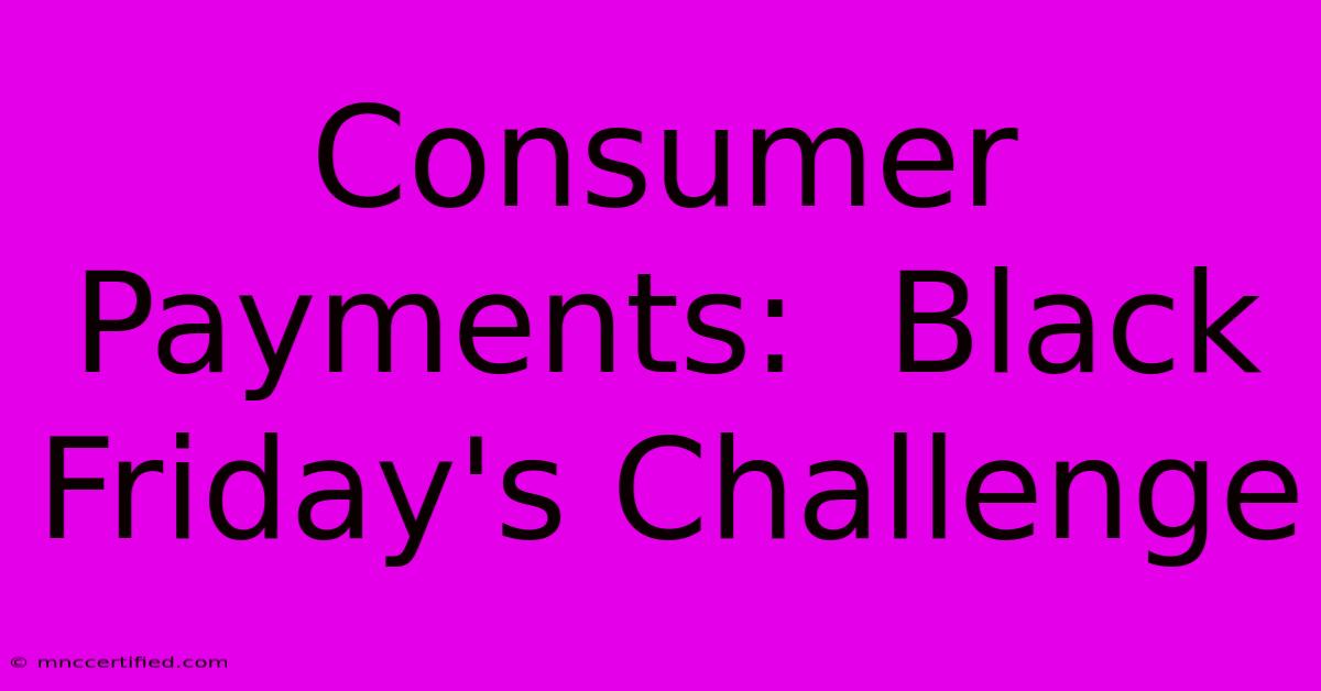 Consumer Payments:  Black Friday's Challenge