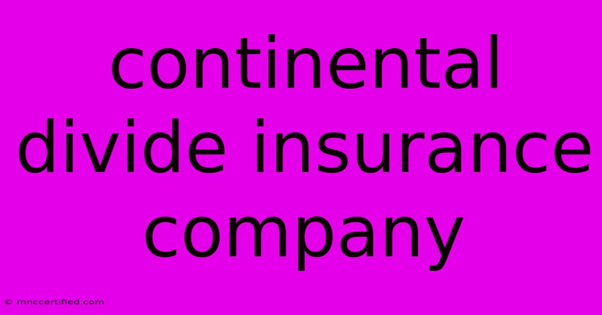 Continental Divide Insurance Company