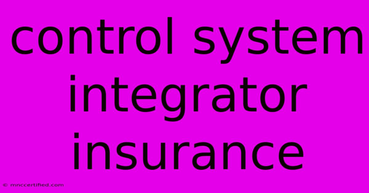 Control System Integrator Insurance