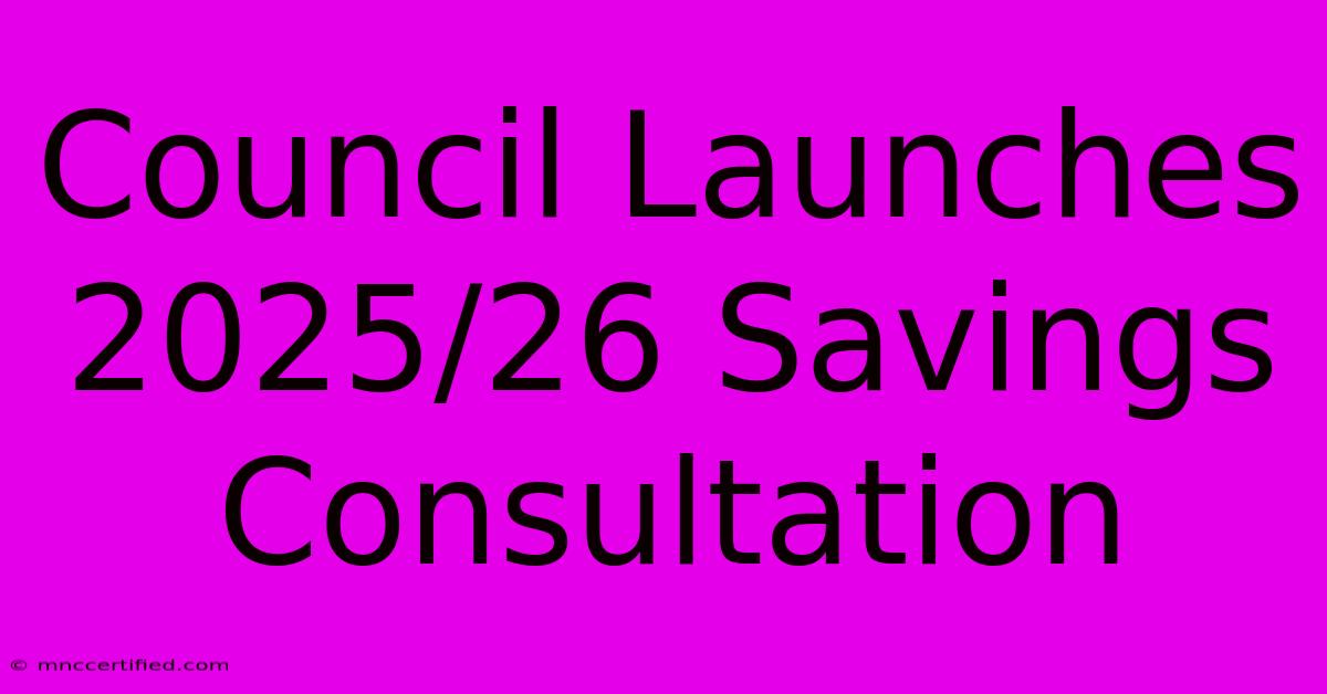 Council Launches 2025/26 Savings Consultation